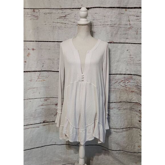 Free People Olivia Oversized Waffle Top Size Small - Picture 3 of 9